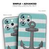 Teal Stripes with Gray Nautical Anchor - DesignSkinz Protective Vinyl Decal Wrap Skin Cover Compatible with the Apple iPhone SE (2020) (Full-Body, Screen Trim & Back Glass Skin) view 2