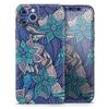 Floral Blues - DesignSkinz Protective Vinyl Decal Wrap Skin Cover Compatible with the Apple iPhone Xs (Full-Body, Screen Trim & Back Glass Skin) view 1