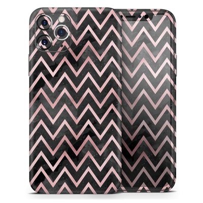 Karamfila Marble & Rose Gold Chevron v10 - DesignSkinz Protective Vinyl Decal Wrap Skin Cover Compatible with The Apple iPhone 11 Pro (Full-Body, Screen Trim & Back Glass Skin)