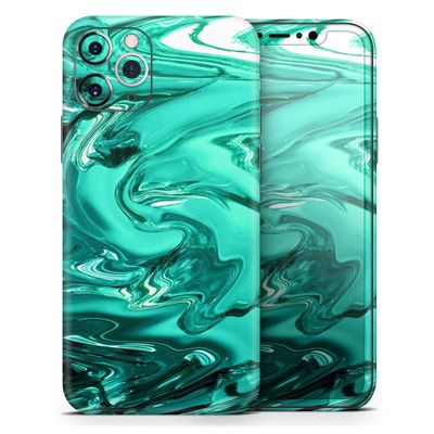 Bright Trendy Green Color Swirled - DesignSkinz Protective Vinyl Decal Wrap Skin Cover Compatible with The Apple iPhone SE (2020) (Full-Body, Screen Trim & Back Glass Skin)