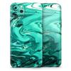 Bright Trendy Green Color Swirled - DesignSkinz Protective Vinyl Decal Wrap Skin Cover Compatible with The Apple iPhone SE (2020) (Full-Body, Screen Trim & Back Glass Skin) view 1