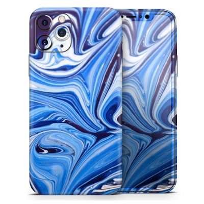 Design Skinz Blue and White Blended Paint - DesignSkinz Protective Vinyl Decal Wrap Skin Cover Compatible with The Apple iPhone 11 Pro (Full-Body, Screen Trim & Back Glass Skin)