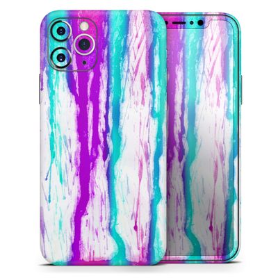 Running Purple and Teal Watercolor Paint - DesignSkinz Protective Vinyl Decal Wrap Skin Cover Compatible with the Apple iPhone Xs Max (Full-Body, Screen Trim & Back Glass Skin)