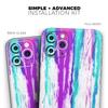 Running Purple and Teal Watercolor Paint - DesignSkinz Protective Vinyl Decal Wrap Skin Cover Compatible with the Apple iPhone Xs Max (Full-Body, Screen Trim & Back Glass Skin) view 2