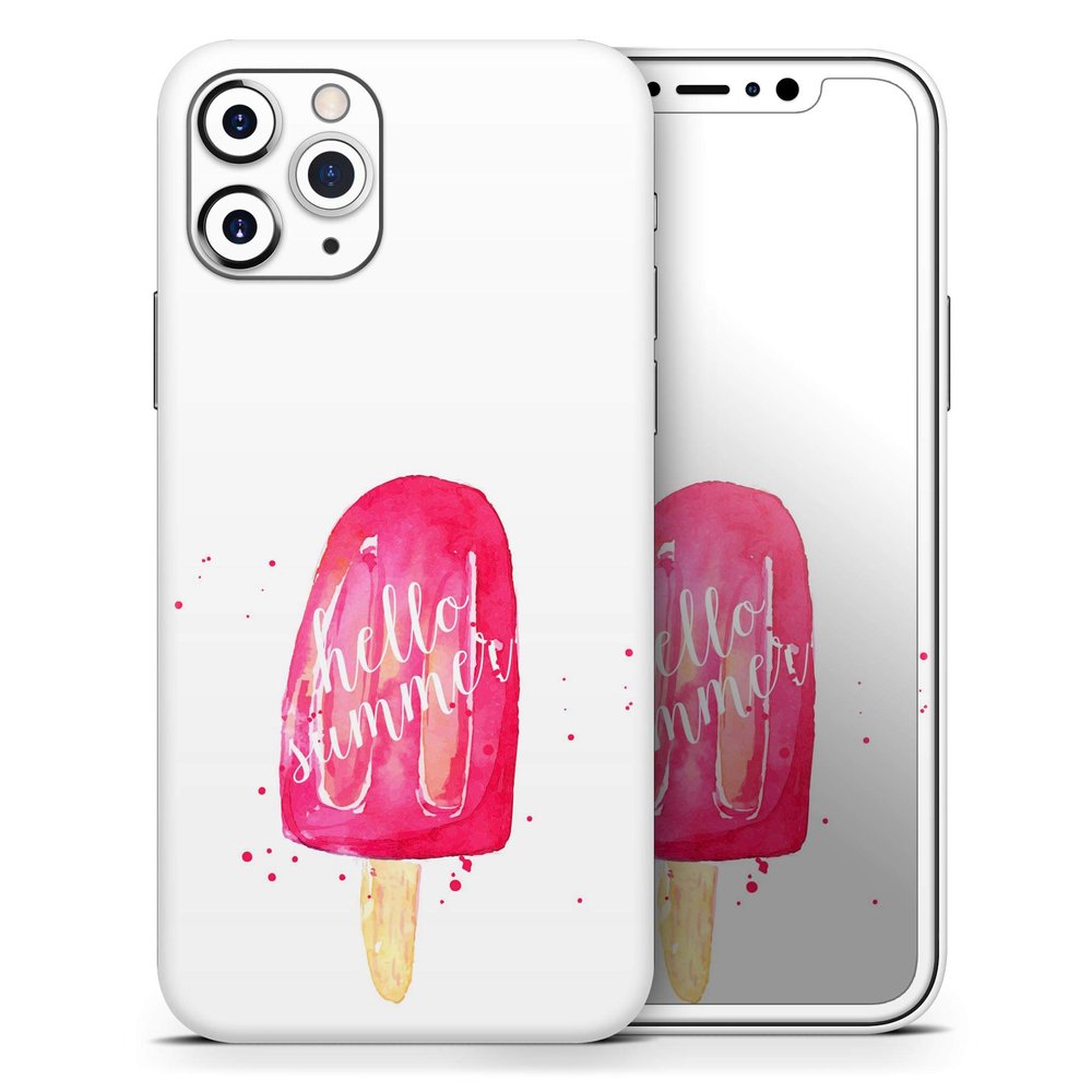 Hello Summer Popcicle - DesignSkinz Protective Vinyl Decal Wrap Skin Cover Compatible with The Apple iPhone Xs Max (Full-Body, Screen Trim & Back Glass Skin)