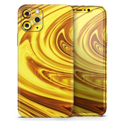 Swirling Liquid Gold - DesignSkinz Protective Vinyl Decal Wrap Skin Cover Compatible with The Apple iPhone XR (Full-Body, Screen Trim & Back Glass Skin)
