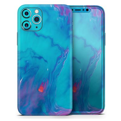 Marbleized Ocean Blue - DesignSkinz Protective Vinyl Decal Wrap Skin Cover Compatible with The Apple iPhone XR (Full-Body, Screen Trim & Back Glass Skin)