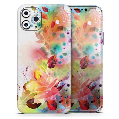 Neon Colored Watercolor Branch - DesignSkinz Protective Vinyl Decal Wrap Skin Cover Compatible with The Apple iPhone Xs (Full-Body, Screen Trim & Back Glass Skin)