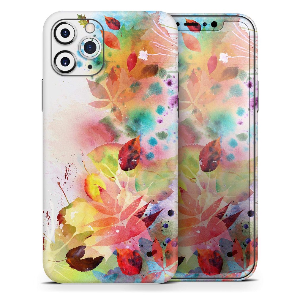 Neon Colored Watercolor Branch - DesignSkinz Protective Vinyl Decal Wrap Skin Cover Compatible with The Apple iPhone Xs (Full-Body, Screen Trim & Back Glass Skin)