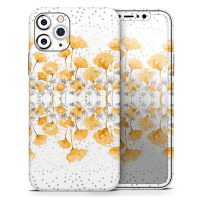 Karamfila Yellow & Gray Floral V2 - DesignSkinz Protective Vinyl Decal Wrap Skin Cover Compatible with The Apple iPhone 11 (Full-Body, Screen Trim & Back Glass Skin)