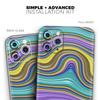 Bright Purple Teal and Mustard Yellow Color Waves - DesignSkinz Protective Vinyl Decal Wrap Skin Cover Compatible with the Apple iPhone Xs Max (Full-Body, Screen Trim & Back Glass Skin) view 2