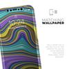 Bright Purple Teal and Mustard Yellow Color Waves - DesignSkinz Protective Vinyl Decal Wrap Skin Cover Compatible with the Apple iPhone Xs Max (Full-Body, Screen Trim & Back Glass Skin) view 4