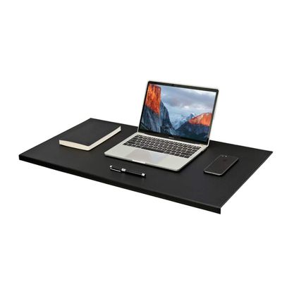YUMUO Buckle Smooth Modern Table Protector for Work Game,pu Leather Hard Large Mouse Pad,Business Waterproof Simple Desk Pad with Full Grip Fixation Lip Black 80x40cm(31x16inch)