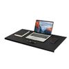 YUMUO Buckle Smooth Modern Table Protector for Work Game,pu Leather Hard Large Mouse Pad,Business Waterproof Simple Desk Pad with Full Grip Fixation Lip Black 80x40cm(31x16inch) view 1