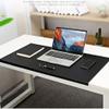 YUMUO Buckle Smooth Modern Table Protector for Work Game,pu Leather Hard Large Mouse Pad,Business Waterproof Simple Desk Pad with Full Grip Fixation Lip Black 80x40cm(31x16inch) view 4