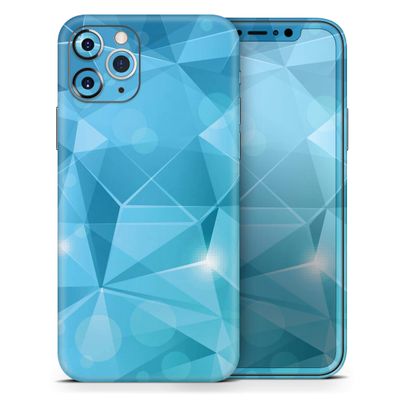 Vector Shiny Blue Crystal Pattern - DesignSkinz Protective Vinyl Decal Wrap Skin Cover Compatible with The Apple iPhone Xs (Full-Body, Screen Trim & Back Glass Skin)