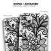 Black and White Geometric Floral - DesignSkinz Protective Vinyl Decal Wrap Skin Cover Compatible with The Apple iPhone XR (Full-Body, Screen Trim & Back Glass Skin) view 2