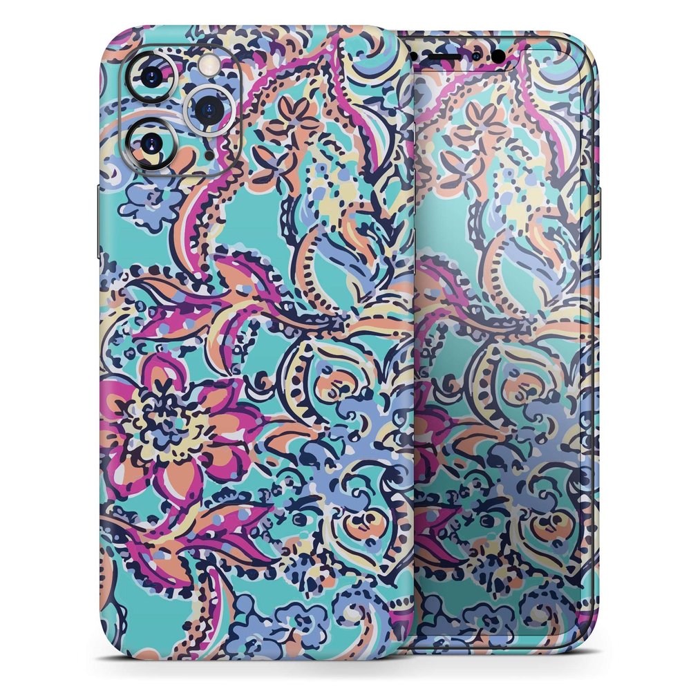 Bright Watercolor Floral - DesignSkinz Protective Vinyl Decal Wrap Skin Cover Compatible with The Apple iPhone XR (Full-Body, Screen Trim & Back Glass Skin)