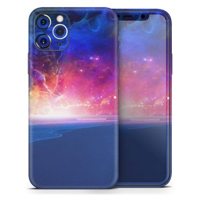 Galaxy Explosion Over Calm Sea Shore - DesignSkinz Protective Vinyl Decal Wrap Skin Cover Compatible with The Apple iPhone Xs Max (Full-Body, Screen Trim & Back Glass Skin)