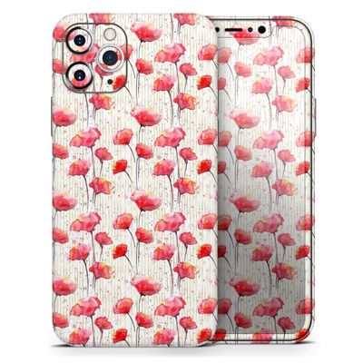 Karamfila Watercolo Poppies V14 - DesignSkinz Protective Vinyl Decal Wrap Skin Cover Compatible with The Apple iPhone XR (Full-Body, Screen Trim & Back Glass Skin)