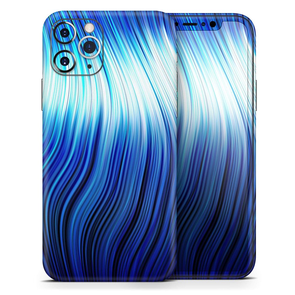 Blue Vector Swirly HD Strands - DesignSkinz Protective Vinyl Decal Wrap Skin Cover Compatible with The Apple iPhone X (Full-Body, Screen Trim & Back Glass Skin)