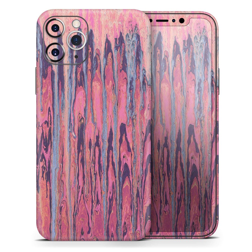 Abstract Wet Paint Pink Sag - DesignSkinz Protective Vinyl Decal Wrap Skin Cover Compatible with the Apple iPhone XR (Full-Body, Screen Trim & Back Glass Skin)