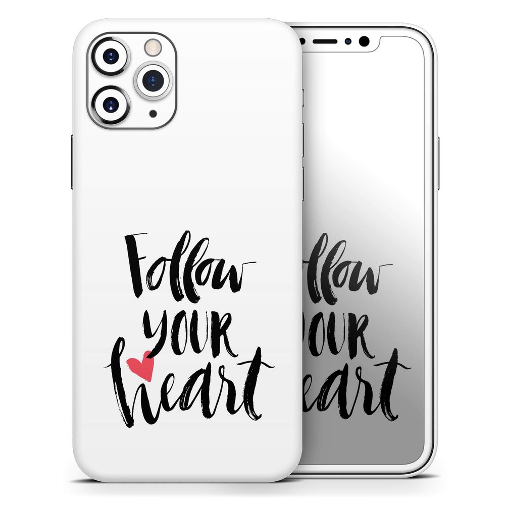 Follow Your Heart V2 - DesignSkinz Protective Vinyl Decal Wrap Skin Cover Compatible with The Apple iPhone Xs (Full-Body, Screen Trim & Back Glass Skin)