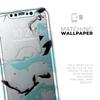 Black and Teal Textured Marble 2 - DesignSkinz Protective Vinyl Decal Wrap Skin Cover Compatible with The Apple iPhone XR (Full-Body, Screen Trim & Back Glass Skin) view 4