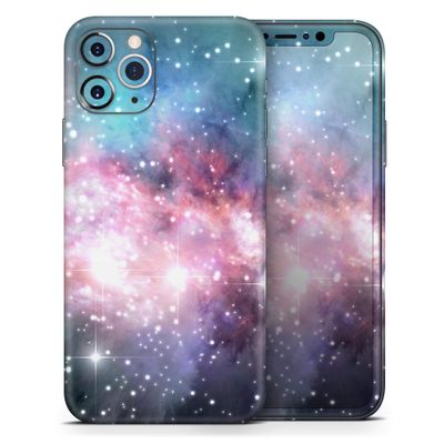Colorful Neon Space Nebula - DesignSkinz Protective Vinyl Decal Wrap Skin Cover Compatible with The Apple iPhone Xs (Full-Body, Screen Trim & Back Glass Skin)