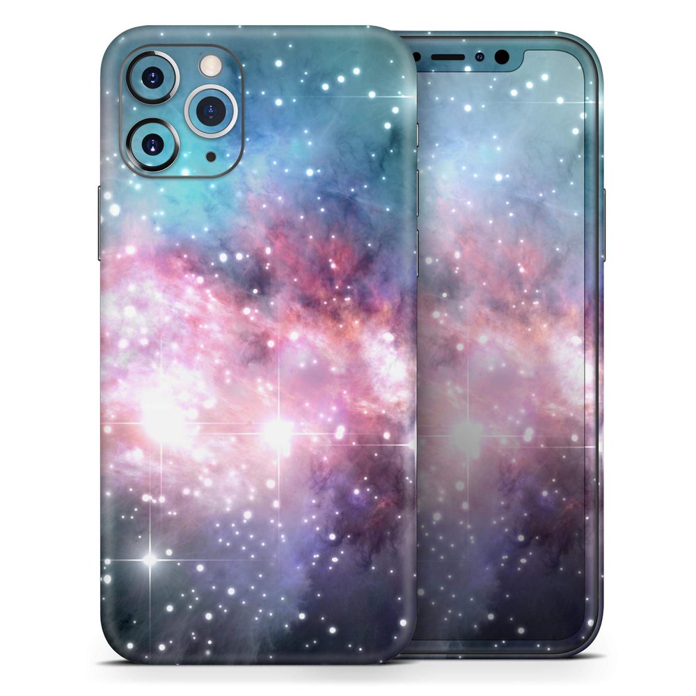 Colorful Neon Space Nebula - DesignSkinz Protective Vinyl Decal Wrap Skin Cover Compatible with The Apple iPhone Xs (Full-Body, Screen Trim & Back Glass Skin)