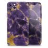Purple Marble & Digital Gold Foil V3 2 - DesignSkinz Protective Vinyl Decal Wrap Skin Cover Compatible with The Apple iPhone Xs (Full-Body, Screen Trim & Back Glass Skin) view 1
