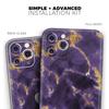 Purple Marble & Digital Gold Foil V3 2 - DesignSkinz Protective Vinyl Decal Wrap Skin Cover Compatible with The Apple iPhone Xs (Full-Body, Screen Trim & Back Glass Skin) view 2