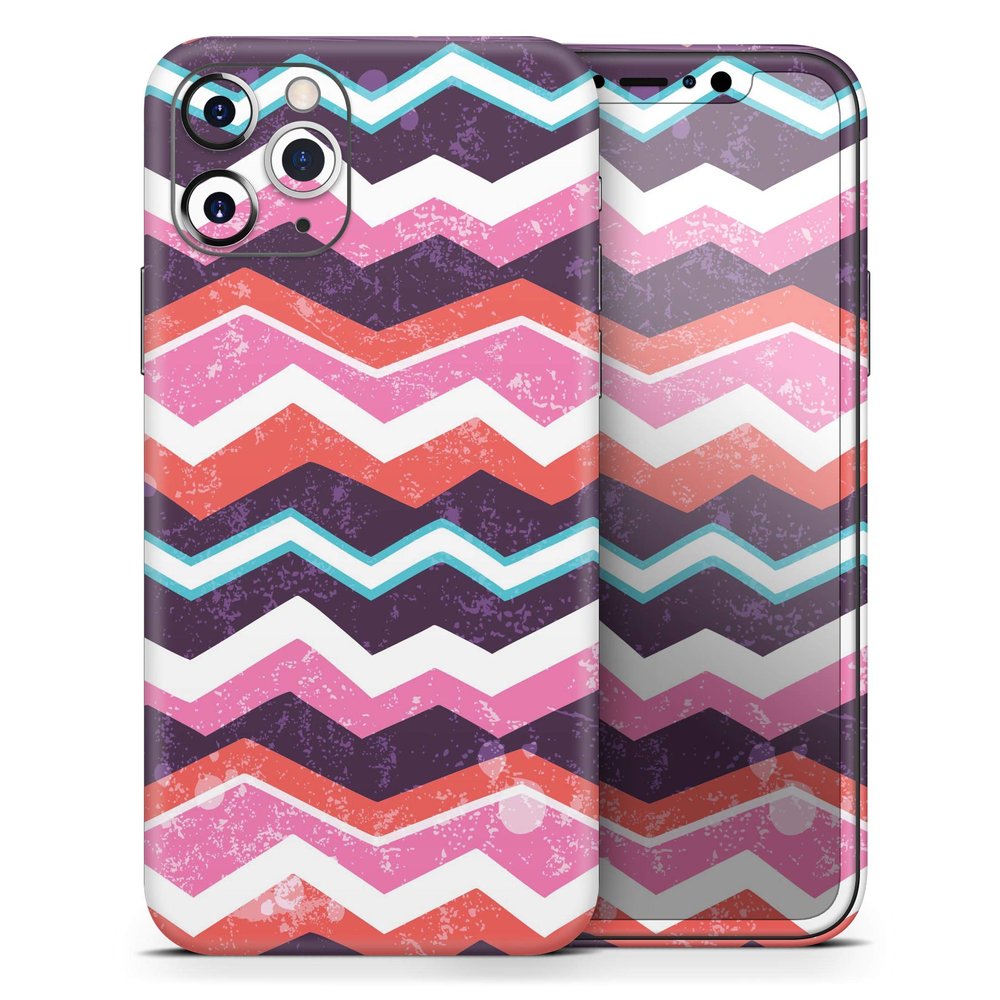 Jagged Colorful Chevron - DesignSkinz Protective Vinyl Decal Wrap Skin Cover Compatible with The Apple iPhone 11 Pro (Full-Body, Screen Trim & Back Glass Skin)