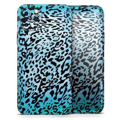Hot Teal Cheetah Animal Print - DesignSkinz Protective Vinyl Decal Wrap Skin Cover Compatible with The Apple iPhone Xs Max (Full-Body, Screen Trim & Back Glass Skin)
