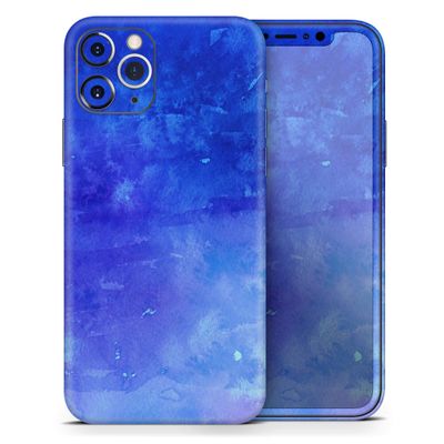Blue 275 Absorbed Watercolor Texture - DesignSkinz Protective Vinyl Decal Wrap Skin Cover Compatible with The Apple iPhone XR (Full-Body, Screen Trim & Back Glass Skin)