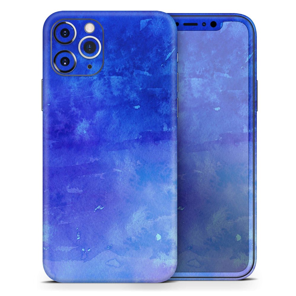 Blue 275 Absorbed Watercolor Texture - DesignSkinz Protective Vinyl Decal Wrap Skin Cover Compatible with The Apple iPhone XR (Full-Body, Screen Trim & Back Glass Skin)