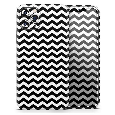 Black & White Chevron Pattern V2 - DesignSkinz Protective Vinyl Decal Wrap Skin Cover Compatible with The Apple iPhone SE (2020) (Full-Body, Screen Trim & Back Glass Skin)