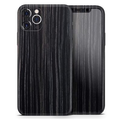 Black Wood Texture 2 - DesignSkinz Protective Vinyl Decal Wrap Skin Cover Compatible with The Apple iPhone 11 Pro (Full-Body, Screen Trim & Back Glass Skin)