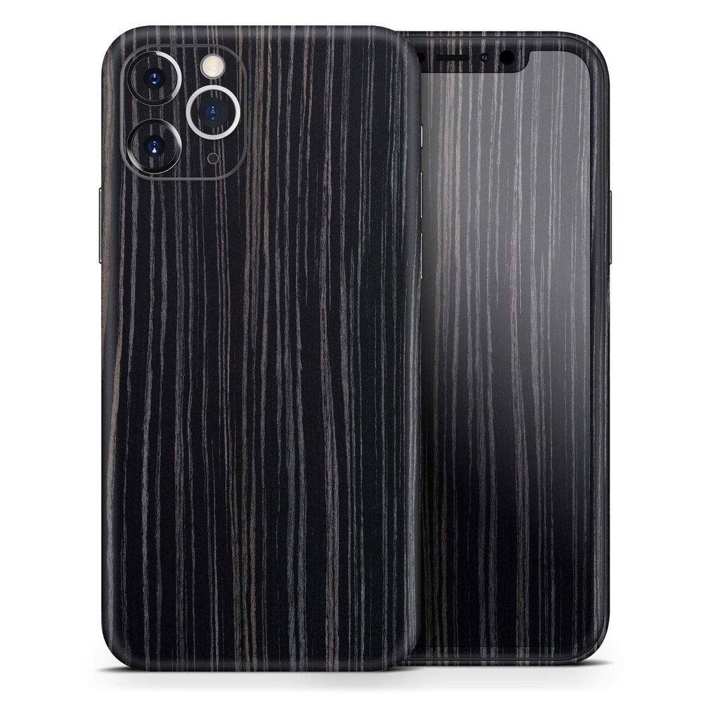 Black Wood Texture 2 - DesignSkinz Protective Vinyl Decal Wrap Skin Cover Compatible with The Apple iPhone 11 Pro (Full-Body, Screen Trim & Back Glass Skin)