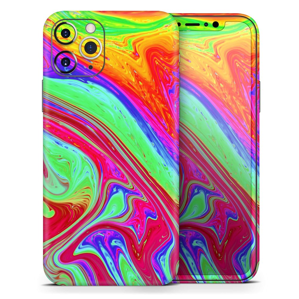 Neon Color Fusion V8 - DesignSkinz Protective Vinyl Decal Wrap Skin Cover Compatible with the Apple iPhone Xs (Full-Body, Screen Trim & Back Glass Skin)