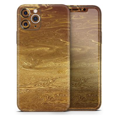 Molten Gold Digital Foil Swirl V7 - DesignSkinz Protective Vinyl Decal Wrap Skin Cover Compatible with The Apple iPhone Xs (Full-Body, Screen Trim & Back Glass Skin)