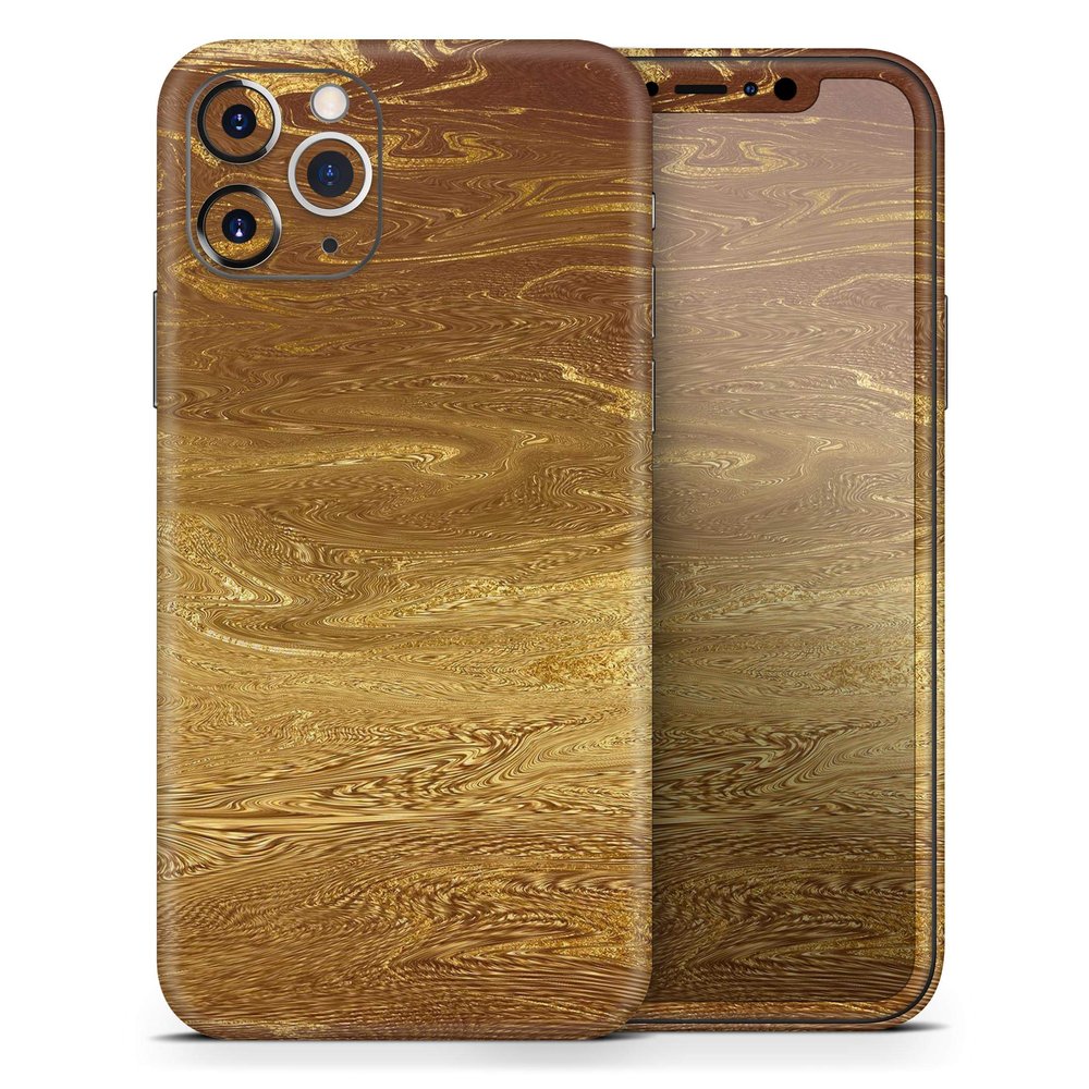 Molten Gold Digital Foil Swirl V7 - DesignSkinz Protective Vinyl Decal Wrap Skin Cover Compatible with The Apple iPhone Xs (Full-Body, Screen Trim & Back Glass Skin)