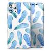 Blue Watercolor Feather Pattern - DesignSkinz Protective Vinyl Decal Wrap Skin Cover Compatible with The Apple iPhone XR (Full-Body, Screen Trim & Back Glass Skin) view 1