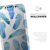 Blue Watercolor Feather Pattern - DesignSkinz Protective Vinyl Decal Wrap Skin Cover Compatible with The Apple iPhone XR (Full-Body, Screen Trim & Back Glass Skin) view 4