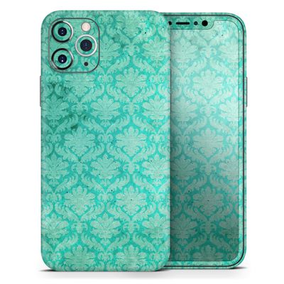 Deep Teal Luxury Pattern - DesignSkinz Protective Vinyl Decal Wrap Skin Cover Compatible with The Apple iPhone Xs (Full-Body, Screen Trim & Back Glass Skin)