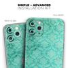 Deep Teal Luxury Pattern - DesignSkinz Protective Vinyl Decal Wrap Skin Cover Compatible with The Apple iPhone Xs (Full-Body, Screen Trim & Back Glass Skin) view 2
