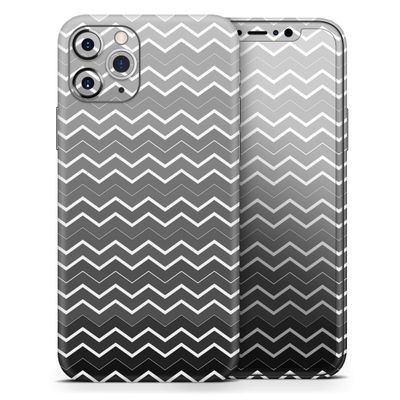 Black Gradient Layered Chevron - DesignSkinz Protective Vinyl Decal Wrap Skin Cover Compatible with The Apple iPhone 11 (Full-Body, Screen Trim & Back Glass Skin)