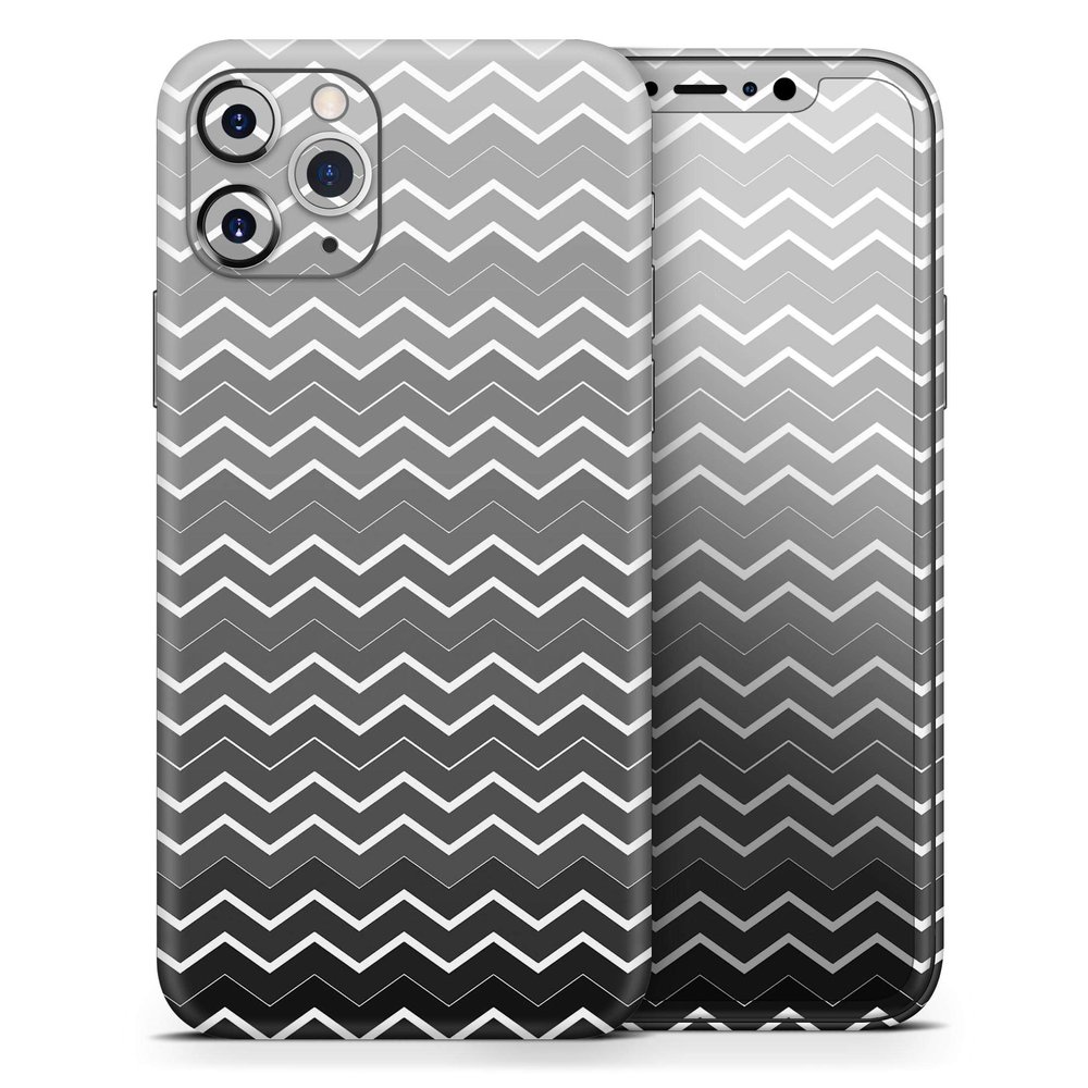 Black Gradient Layered Chevron - DesignSkinz Protective Vinyl Decal Wrap Skin Cover Compatible with The Apple iPhone 11 (Full-Body, Screen Trim & Back Glass Skin)
