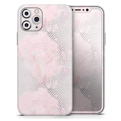 Karamfila Silver & Pink Marble V12 - DesignSkinz Protective Vinyl Decal Wrap Skin Cover Compatible with the Apple iPhone 11 (Full-Body, Screen Trim & Back Glass Skin)