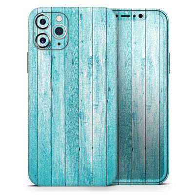 Trendy Blue Abstract Wood Planks - DesignSkinz Protective Vinyl Decal Wrap Skin Cover Compatible with the Apple iPhone Xs Max (Full-Body, Screen Trim & Back Glass Skin)